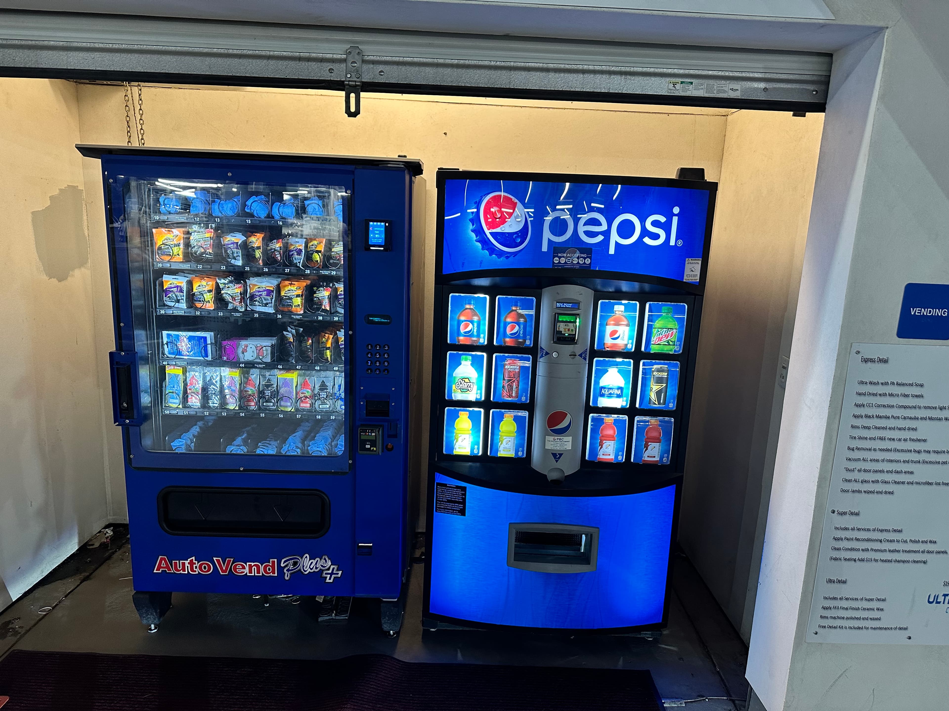 Snack and beverage vending machines at a location